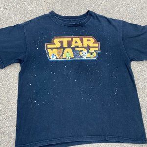 Star Wars logo Yoda, Darth Vader, Chewbacca, Black t shirt youth M graphic tee